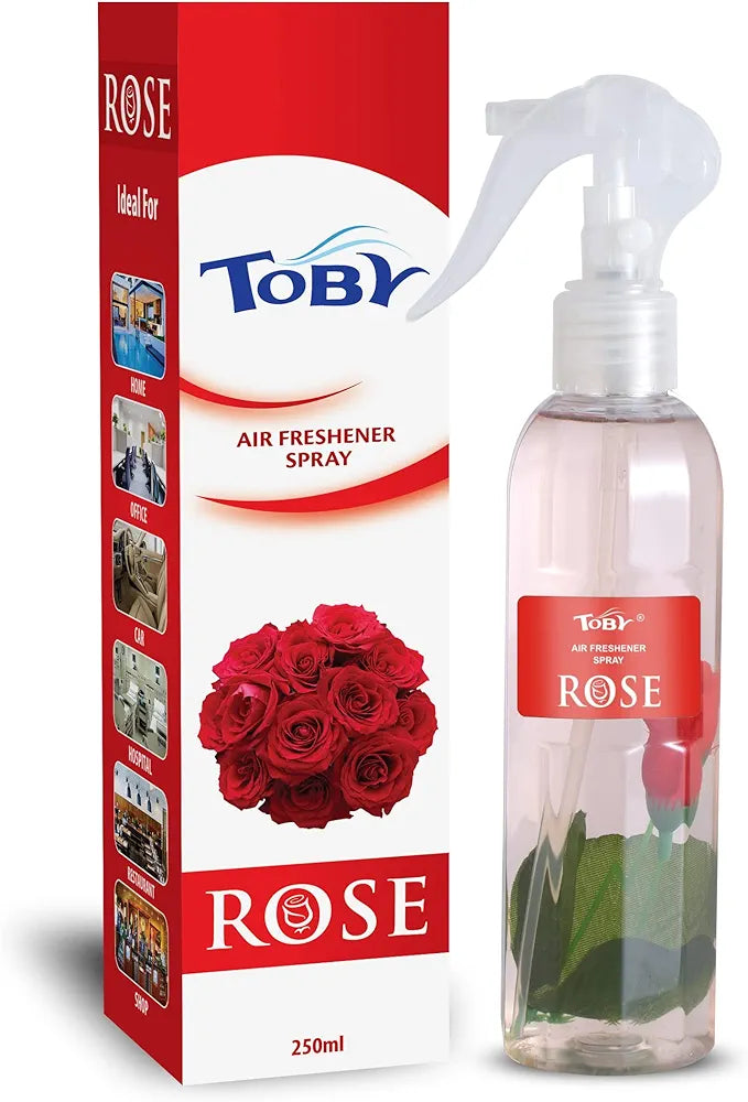 Toby Air Freshener Spray - Rose | Long-Lasting Fragrance | (250 ml) (Pack of 3)